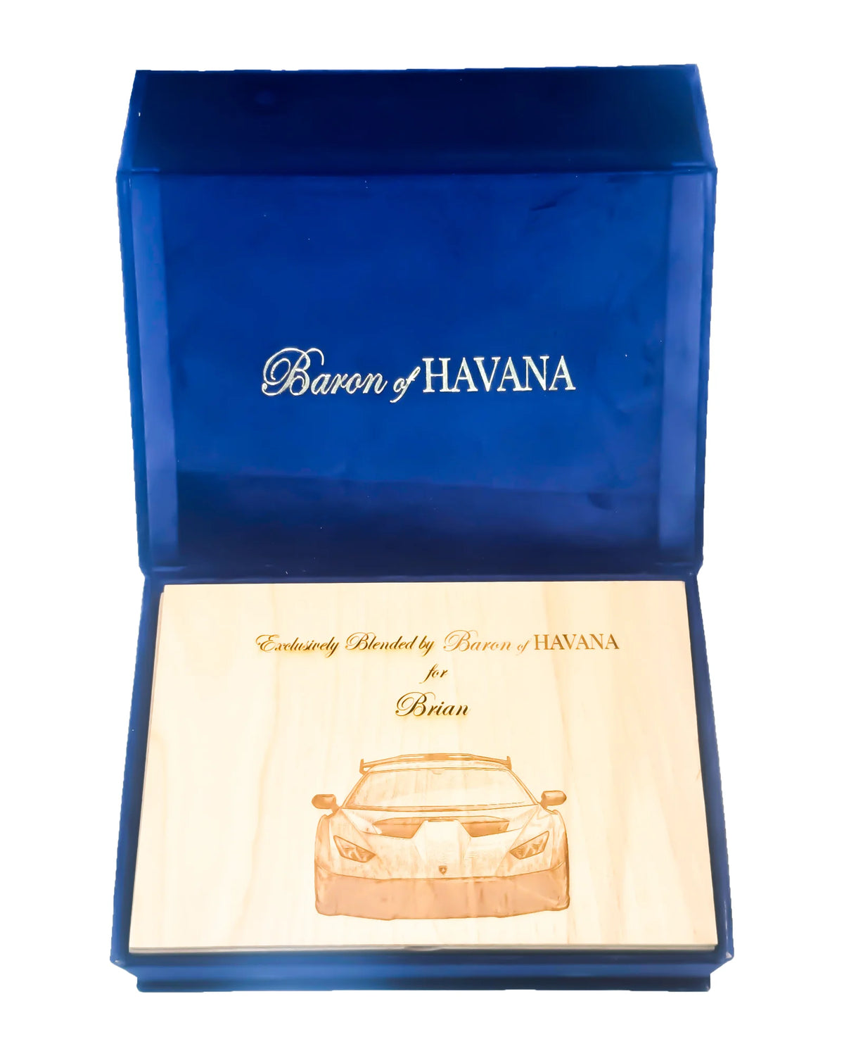 Personalized lid for Brian with car engraving
