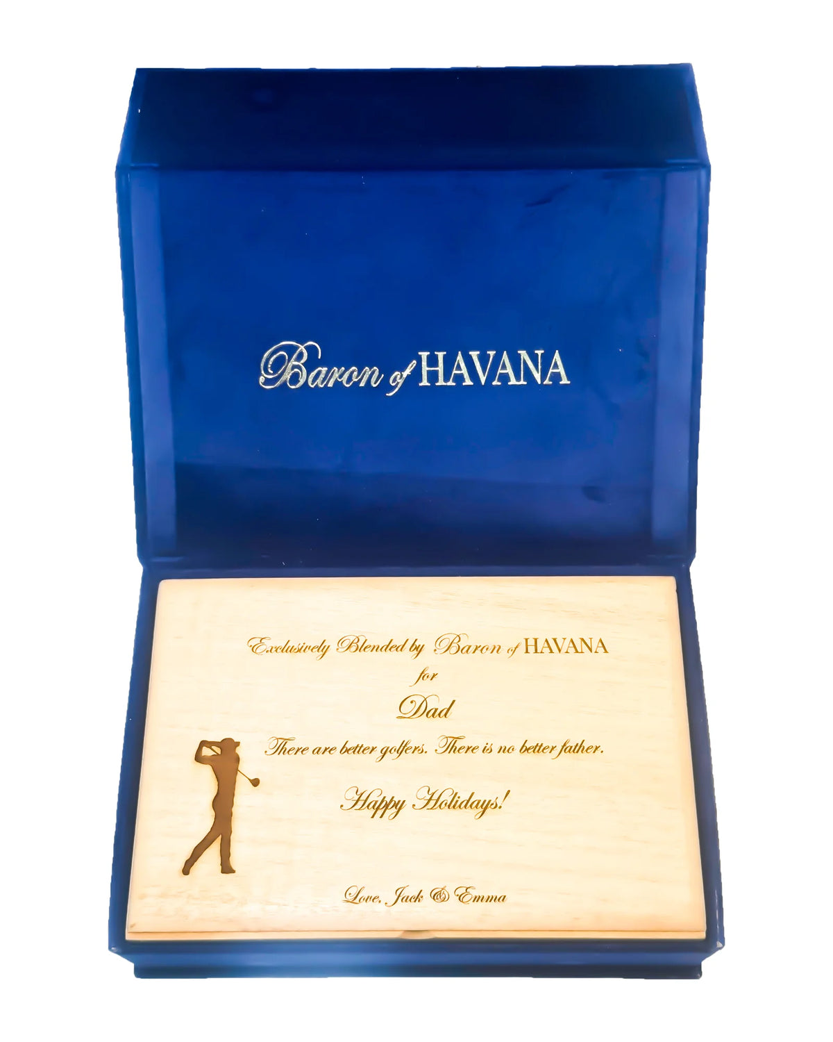 Personalized lid for Dad with golfer silhouette